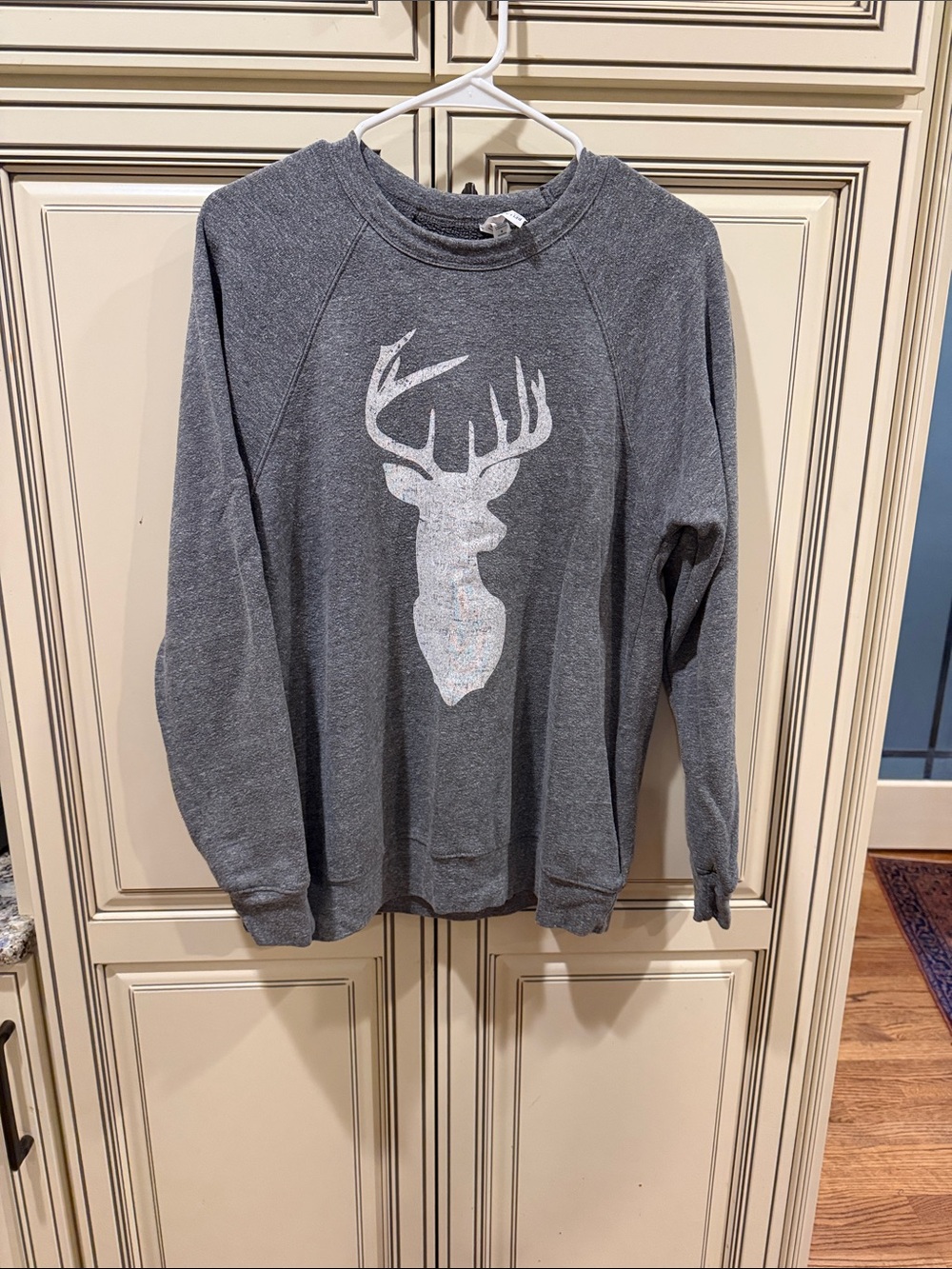 Bella Canvas Gray Crewneck Sweatshirt with White Deer Silhouette
